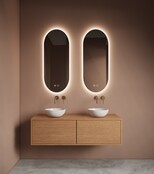 Spiegel ovaal Gliss Orion Satine 40x100cm met LED, dimbaar en spiegelverwarming