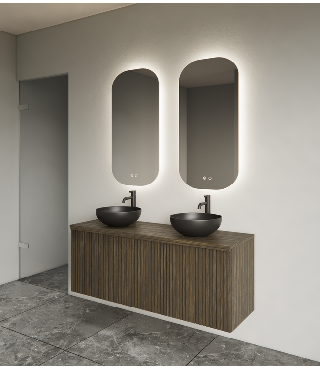 Spiegel ovaal Gliss Notus 40x100cm met LED, dimbaar en spiegelverwarming