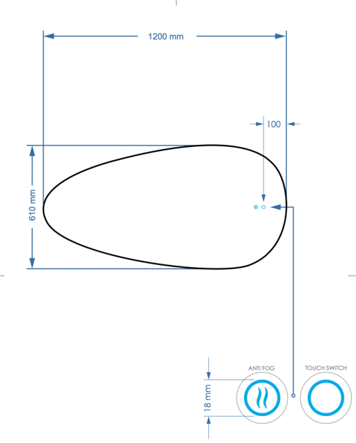 Spiegel Ovaal Gliss Thalia 120x61cm met LED, dimbaar en spiegelverwarming