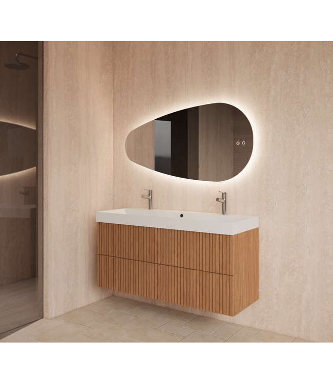 Spiegel Ovaal Gliss Thalia 140x71cm met LED, dimbaar en spiegelverwarming