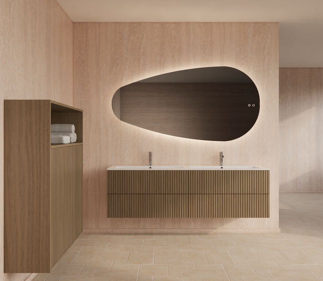 Spiegel Ovaal Gliss Thalia 160x82cm met LED, dimbaar en spiegelverwarming