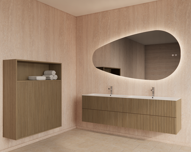 Spiegel Ovaal Gliss Thalia 160x82cm met LED, dimbaar en spiegelverwarming