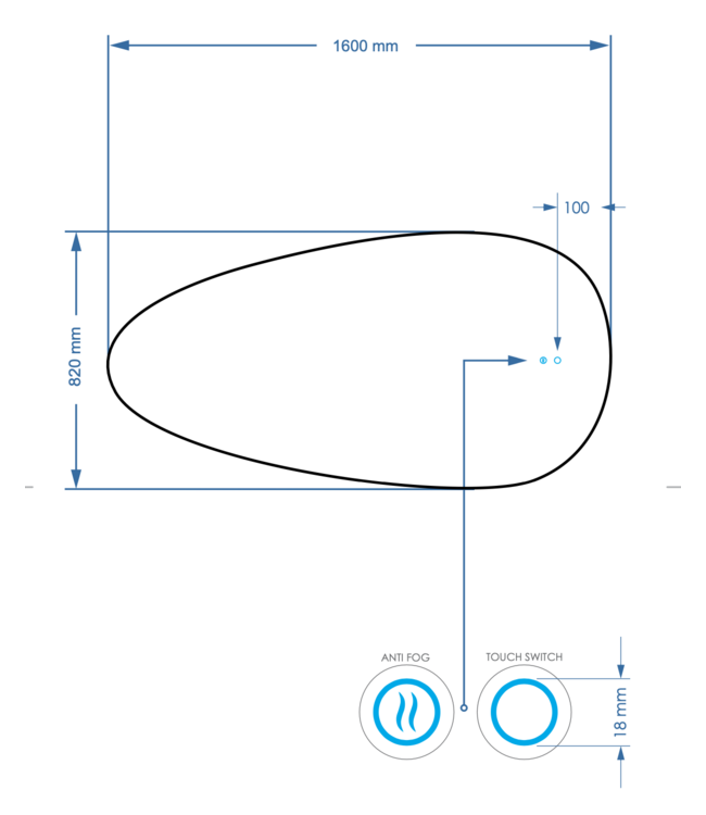 GLISS DESIGN Spiegel Ovaal Gliss Thalia 160x82cm met LED, dimbaar en spiegelverwarming