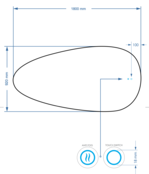 Spiegel Ovaal Gliss Thalia 180x82cm met LED, dimbaar en spiegelverwarming