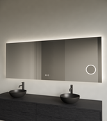 Spiegel rechthoek Gliss Lumin 160x70cm met scheerspiegel - Touch LED - dimbaar en spiegelverwarming