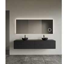 Spiegel rechthoek Gliss Lumin 180x70cm met scheerspiegel - Touch LED - dimbaar en spiegelverwarming