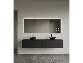 Spiegel rechthoek Gliss Lumin 120x70cm met scheerspiegel - Touch LED - dimbaar en spiegelverwarming