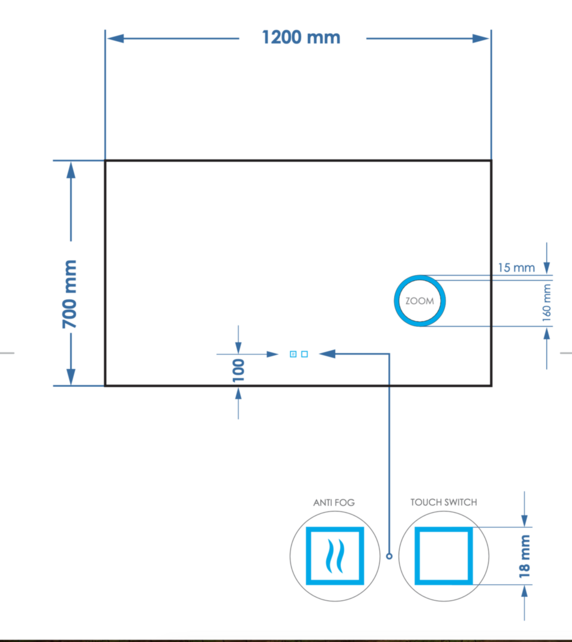 Spiegel rechthoek Gliss Lumin 120x70cm met scheerspiegel - Touch LED - dimbaar en spiegelverwarming Spiegel rechthoek Gliss Lumin 120x70cm met scheerspiegel - Touch LED - dimbaar en spiegelverwarming