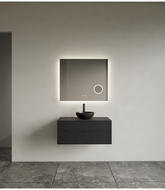 GLISS DESIGN Spiegel rechthoek Gliss Lumin 100x70cm met scheerspiegel - Touch LED - dimbaar en spiegelverwarming