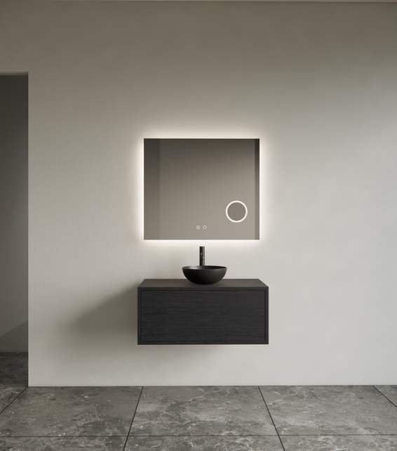 Spiegel rechthoek Gliss Lumin 90x70cm met scheerspiegel - Touch LED - dimbaar en spiegelverwarming Spiegel rechthoek Gliss Lumin 90x70cm met scheerspiegel - Touch LED - dimbaar en spiegelverwarming