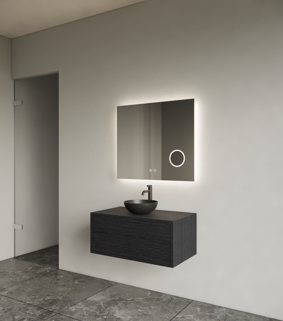 Spiegel rechthoek Gliss Lumin 80x70cm met scheerspiegel - Touch LED - dimbaar en spiegelverwarming Spiegel rechthoek Gliss Lumin 80x70cm met scheerspiegel - Touch LED - dimbaar en spiegelverwarming