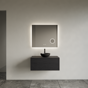 Spiegel rechthoek Gliss Lumin 70x70cm met scheerspiegel - Touch LED - dimbaar en spiegelverwarming