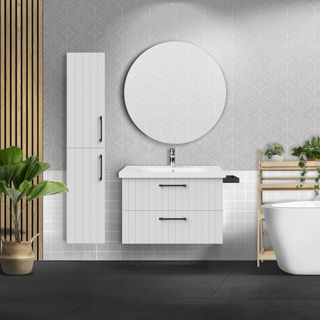 Wastafelonderkast Ribbelfront Creavit D10 80cm Wit - 2 lades