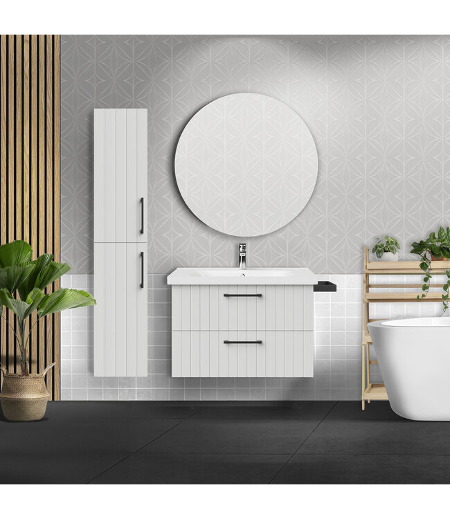 CREAVIT Wastafelonderkast Ribbelfront Creavit D10 80cm Wit - 2 lades