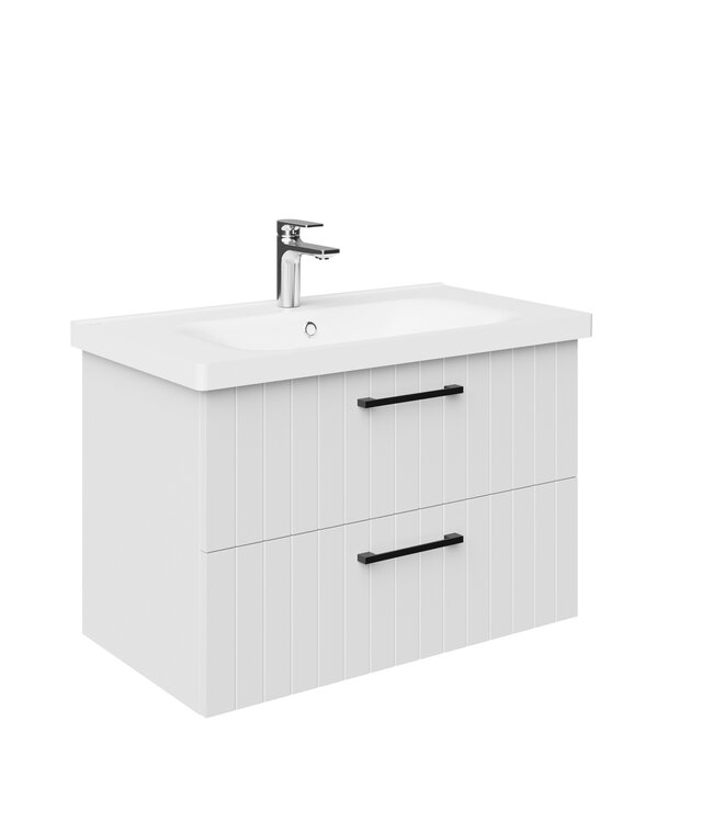 CREAVIT Wastafelonderkast Ribbelfront Creavit D10 80cm Wit - 2 lades