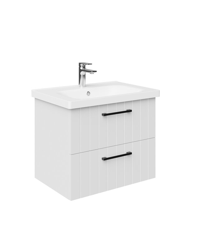 Wastafelonderkast Ribbelfront Creavit D10 60cm Wit - 2 lades