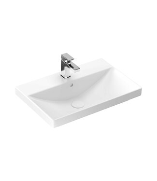 CREAVIT Wastafel Alba 61x40x6 cm Glans Wit Keramiek met kraangat