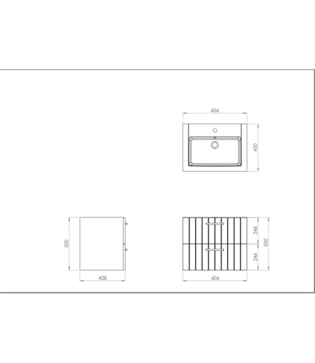 Wastafel Creavit Eksen 65x45x4 cm Glans Wit Keramiek met kraangat