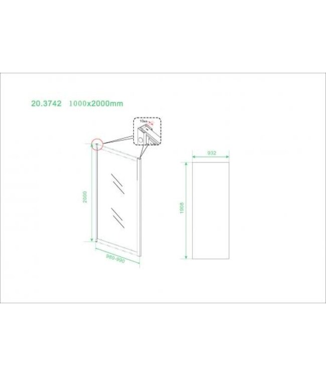 Douchecabine Skyline 110x100cm Mat Zwart - Schuifdeur - 8mm Helder glas met Nano-coating - 20.3745