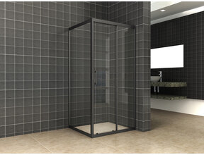Douchecabine Skyline 110x80cm Mat Zwart - Schuifdeur - 8mm Helder glas met Nano-coating - 20.3745