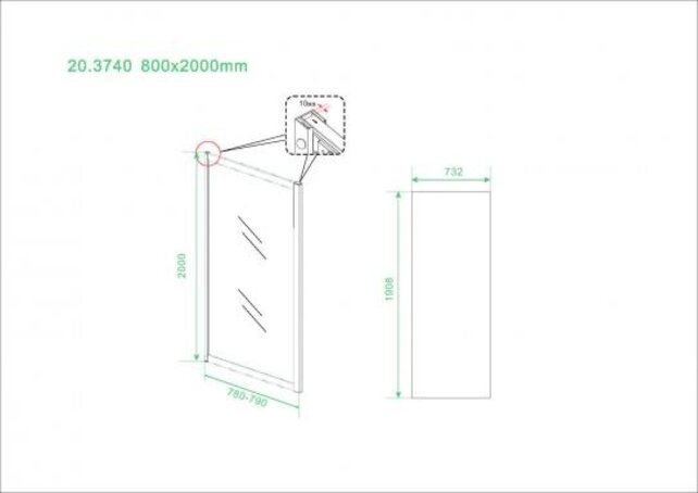 Douchecabine Skyline 120x80cm Mat Zwart - Schuifdeur - 8mm Helder glas met Nano-coating - 20.3745