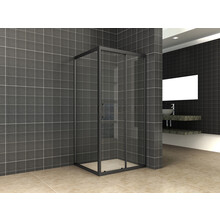 Douchecabine Skyline 130x100cm Mat Zwart - Schuifdeur - 8mm Helder glas met Nano-coating - 20.3745