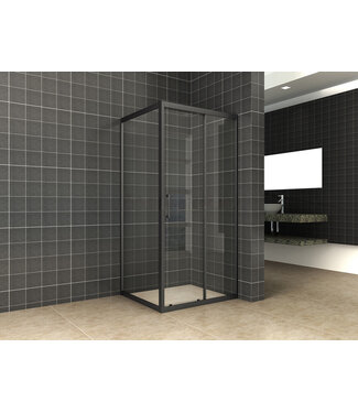 Wiesbaden Douchecabine Skyline 130x100cm Mat Zwart - Schuifdeur - 8mm Helder glas met Nano-coating - 20.3745