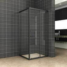 Douchecabine Skyline 140x90cm Mat Zwart - Schuifdeur - 8mm Helder glas met Nano-coating - 20.3745