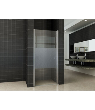 Douchedeur Partly 100 x 200 x 8mm melkglas middenband/chroom L/R nano helder glas - 20.4232