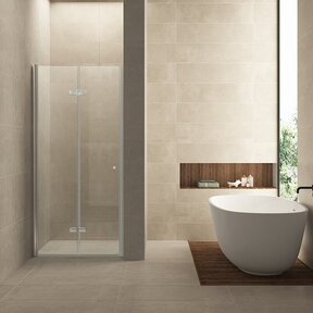 Douchedeur Vouwbaar Maki Links 100x200cm - 8mm helderglas met nano-coating Chroom - 20.3724