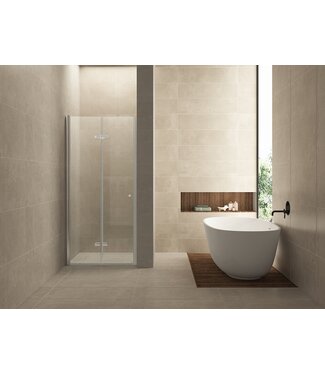 Wiesbaden Douchedeur Vouwbaar Maki Links 90x200cm - 8mm helderglas met nano-coating Chroom - 20.3722