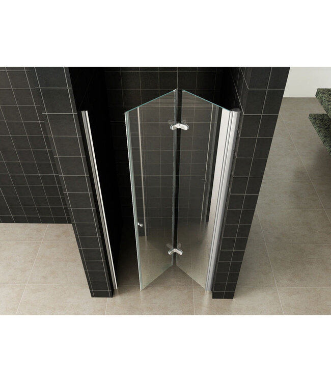 Douchedeur Vouwbaar Maki Rechts 100x200cm - 8mm helderglas met nano-coating Chroom - 20.3725