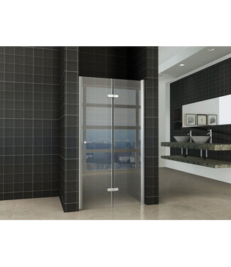 Wiesbaden Douchedeur Vouwbaar Maki Rechts 90x200cm - 8mm helderglas met nano-coating Chroom - 20.3723