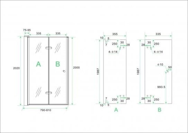 Douchedeur Vouwbaar Maki Links 80x200cm - 8mm helderglas met nano-coating Chroom - 20.3720