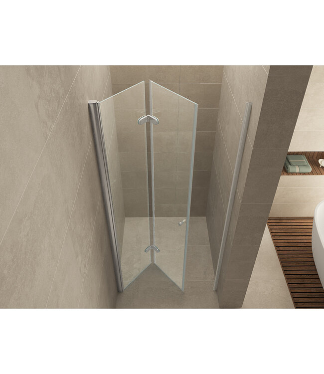 Wiesbaden Douchedeur Vouwbaar Maki Links 80x200cm - 8mm helderglas met nano-coating Chroom - 20.3720