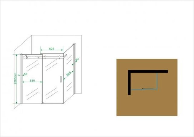 Douchecabine Wiesbaden Pared 120x80x200cm 1 schuifdeur 8mm helder glas met nano - 20.3852