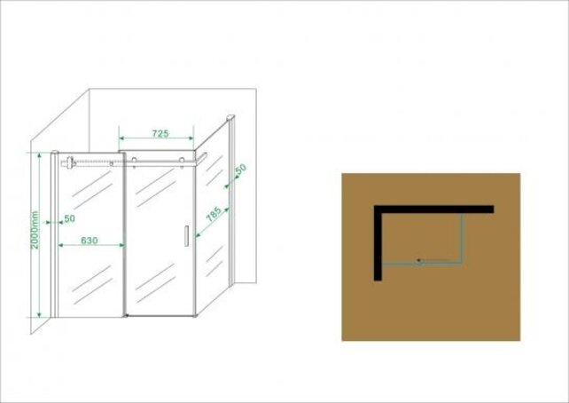 Douchecabine Wiesbaden Pared 140x90x200cm 1 schuifdeur 8mm helder glas met nano - 20.3864