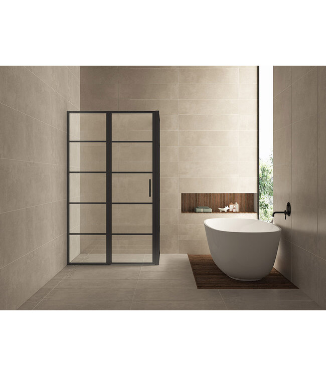 Douchecabine Zwart met Raster Horizon 80x80x200cm - Draaideur - 8mm Helder glas met Nano-coating - 20.5010