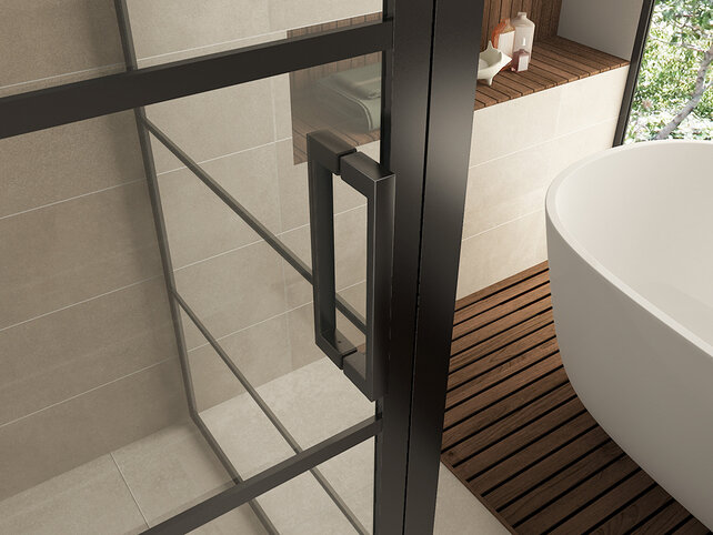 Douchecabine Zwart met Raster Horizon 80x80x200cm - Draaideur - 8mm Helder glas met Nano-coating - 20.5010 Douchecabine Zwart met Raster Horizon 80x80x200cm - Draaideur - 8mm Helder glas met Nano-coating - 20.5010