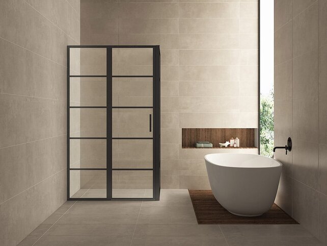 Douchecabine Zwart met Raster Horizon 80x90x200cm - Draaideur - 8mm Helder glas met Nano-coating - 20.5010