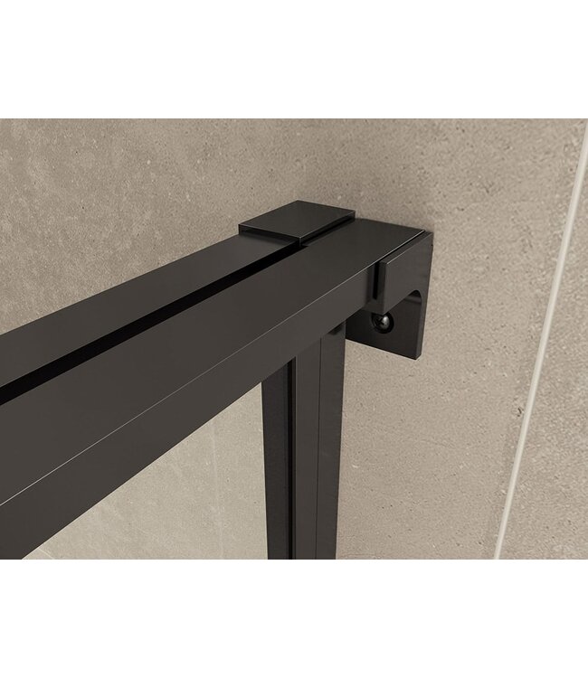 Douchecabine Zwart met Raster Horizon 80x90x200cm - Draaideur - 8mm Helder glas met Nano-coating - 20.5010