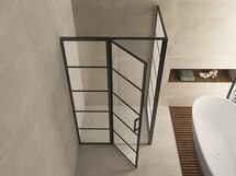 Douchecabine Zwart met Raster Horizon 100x100x200cm - Draaideur - 8mm Helder glas met Nano-coating - 20.5010