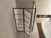 Douchecabine Zwart met Raster Horizon 100x120x200cm - Draaideur - 8mm Helder glas met Nano-coating - 20.5010