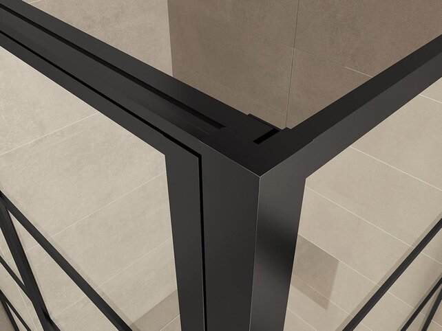 Douchecabine Zwart met Raster Horizon 100x120x200cm - Draaideur - 8mm Helder glas met Nano-coating - 20.5010