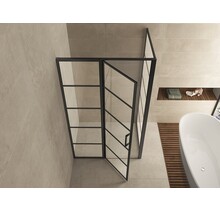 Douchecabine Zwart met Raster Horizon 110x120x200cm - Draaideur - 8mm Helder glas met Nano-coating - 20.5010