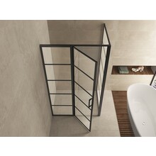 Douchecabine Zwart met Raster Horizon 110x120x200cm - Draaideur - 8mm Helder glas met Nano-coating - 20.5010