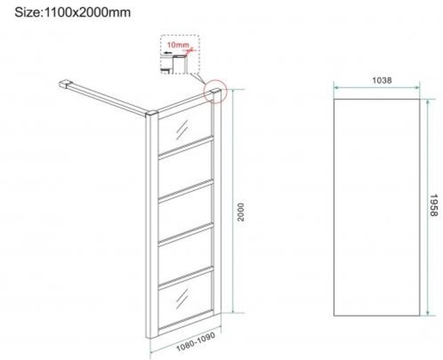 Douchecabine Zwart met Raster Horizon 80x110x200cm - Draaideur - 8mm Helder glas met Nano-coating - 20.5010 Douchecabine Zwart met Raster Horizon 80x110x200cm - Draaideur - 8mm Helder glas met Nano-coating - 20.5010