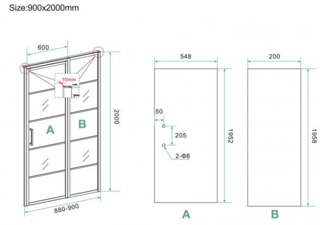 Douchecabine Zwart met Raster Horizon 90x100x200cm - Draaideur - 8mm Helder glas met Nano-coating - 20.5010 Douchecabine Zwart met Raster Horizon 90x100x200cm - Draaideur - 8mm Helder glas met Nano-coating - 20.5010