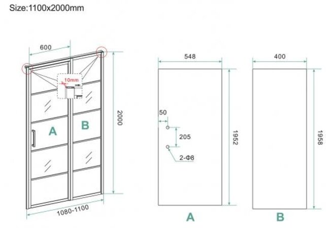 Douchecabine Zwart met Raster Horizon 110x90x200cm - Draaideur - 8mm Helder glas met Nano-coating - 20.5010 Douchecabine Zwart met Raster Horizon 110x90x200cm - Draaideur - 8mm Helder glas met Nano-coating - 20.5010