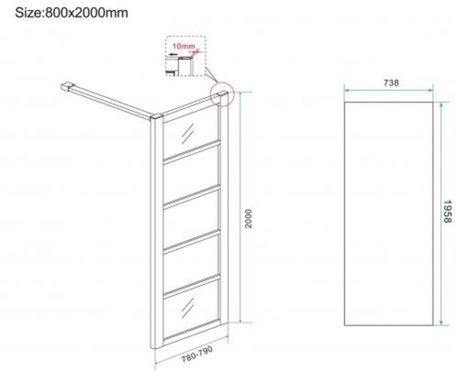 Douchecabine Zwart met Raster Horizon 110x80x200cm - Draaideur - 8mm Helder glas met Nano-coating - 20.5010 Douchecabine Zwart met Raster Horizon 110x80x200cm - Draaideur - 8mm Helder glas met Nano-coating - 20.5010